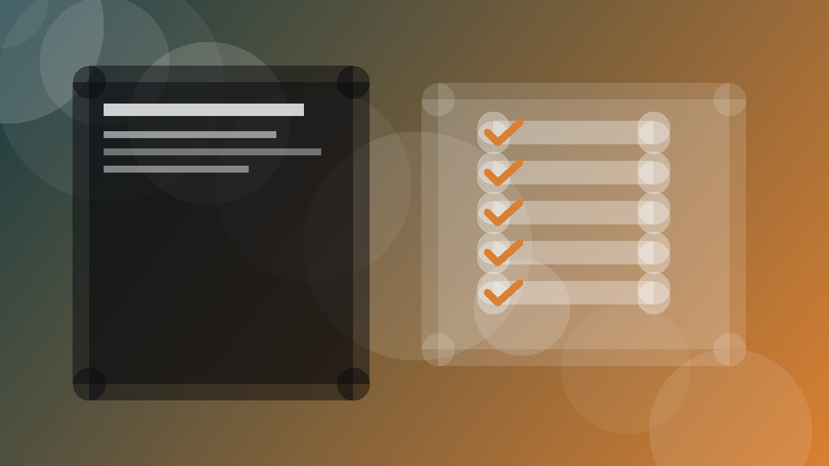 SEO checklist illustration with website sections and verification marks
